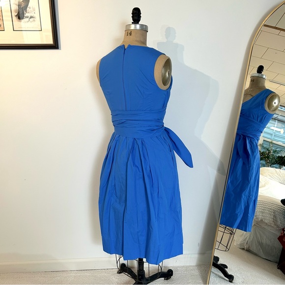 J. Crew Women’s Cotton Poplin Blue Faux Wrap Midi Dress Sz 4 - Picture 5 of 15